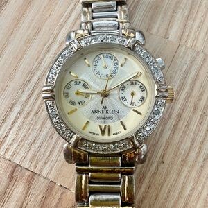 Anne Klein diamond ladies two toned dress watch NEW BATTERY